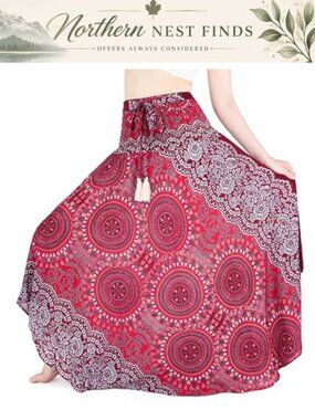 Bohemian Hippie Maxi Skirt Rayon Handmade A-Line